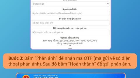 Hướng dẫn gửi phản ánh tình trạng cuộc gọi rác, tin nhắn rác, thư điện tử rác về Bộ Thông tin và Truyền thông